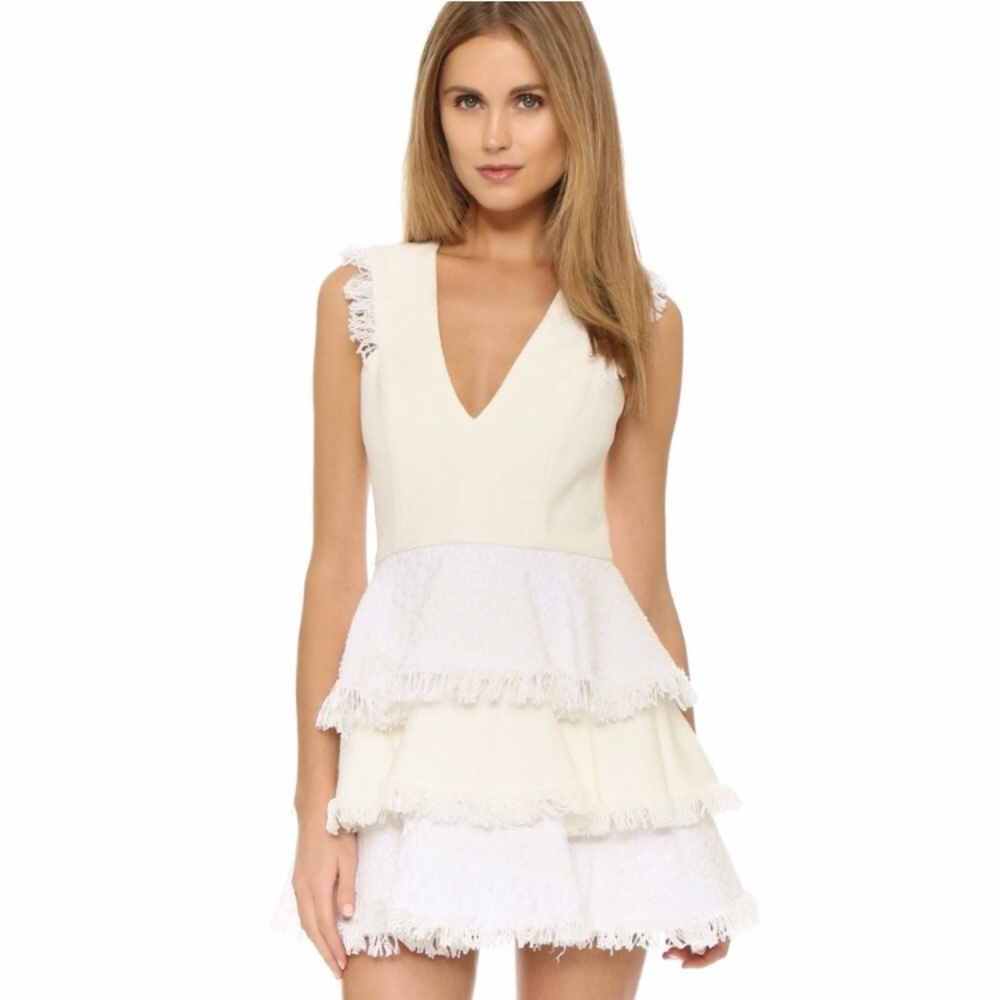 Alexis sleeveless zlata tiered raffia dress